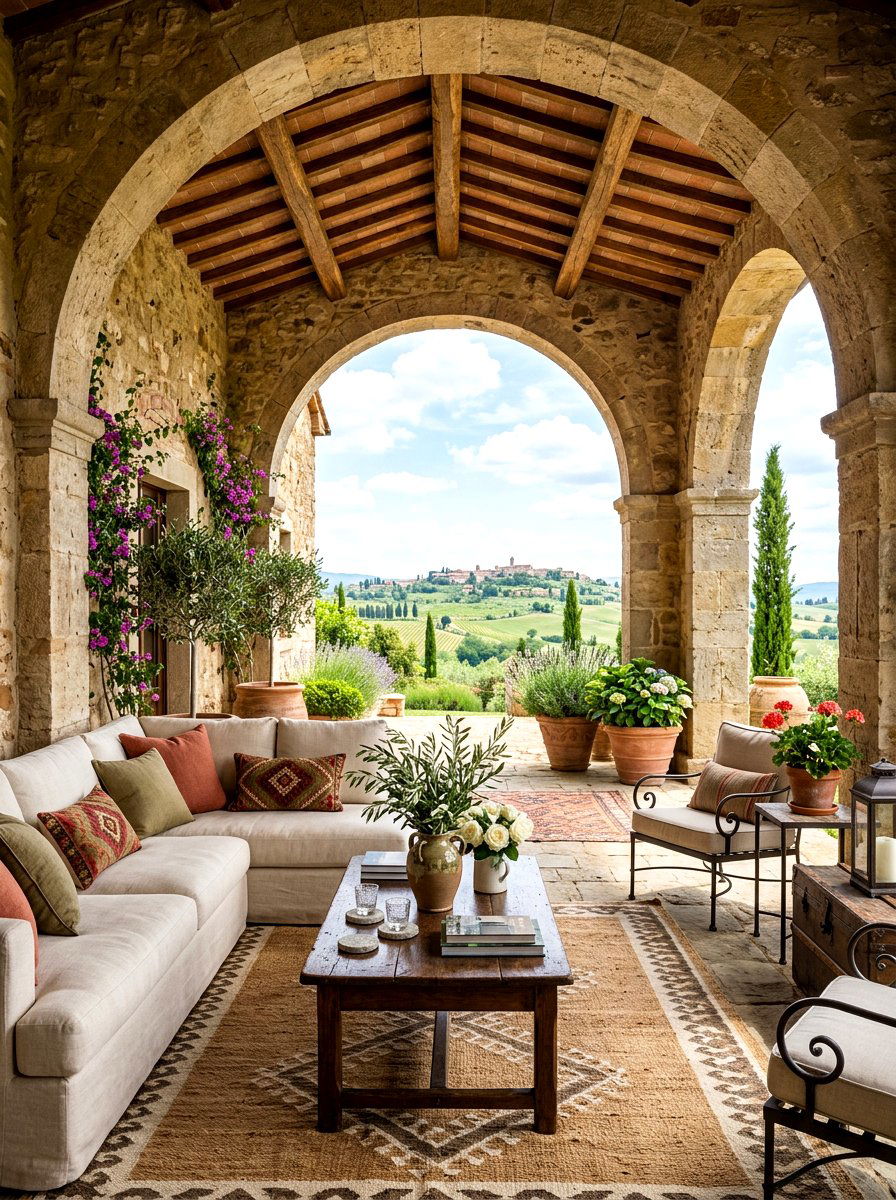 Covered Loggia Outdoor Room - 30 Tuscan revival patio ideas