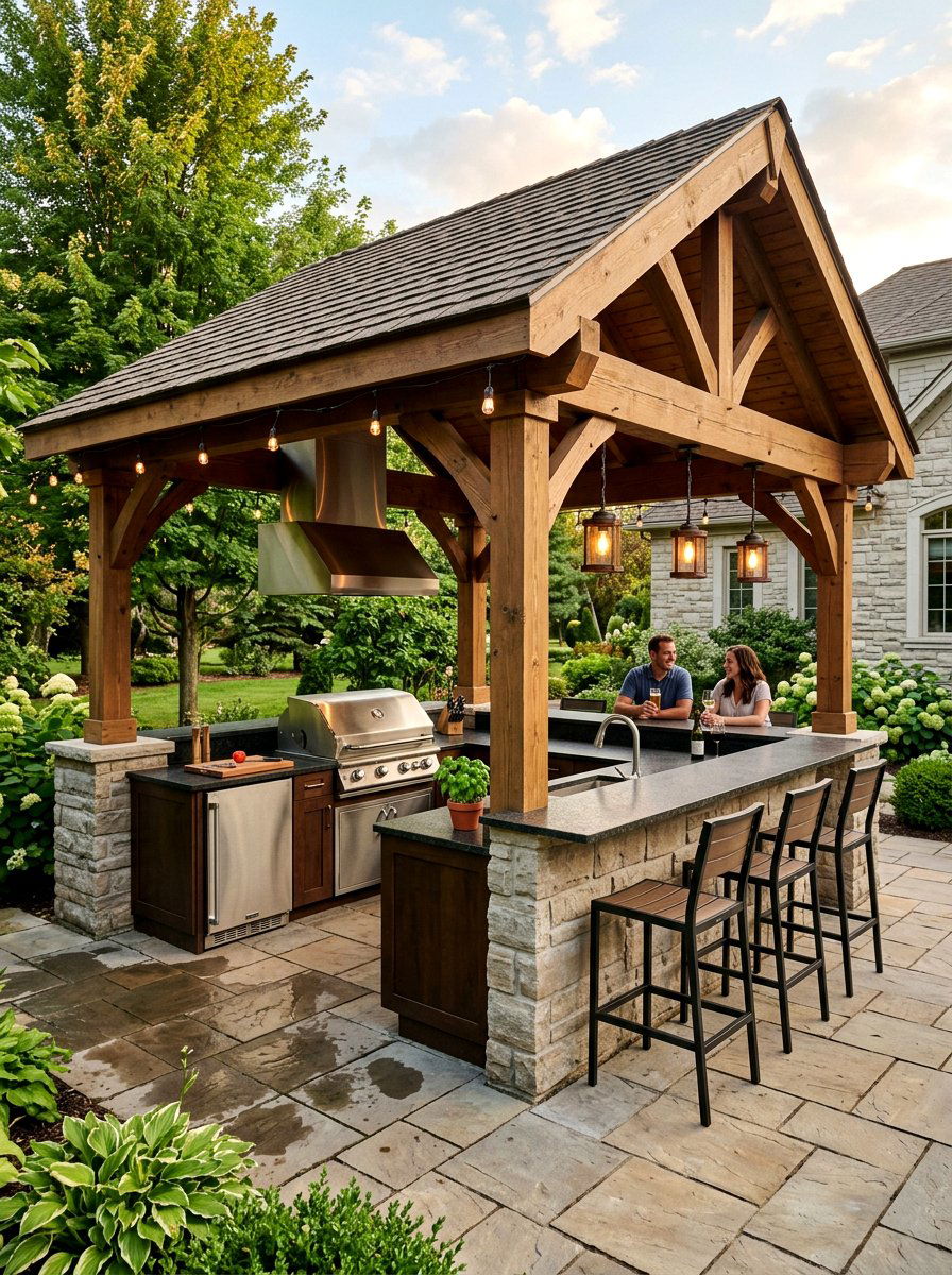 Covered Outdoor Kitchen - 30 all weather patio ideas