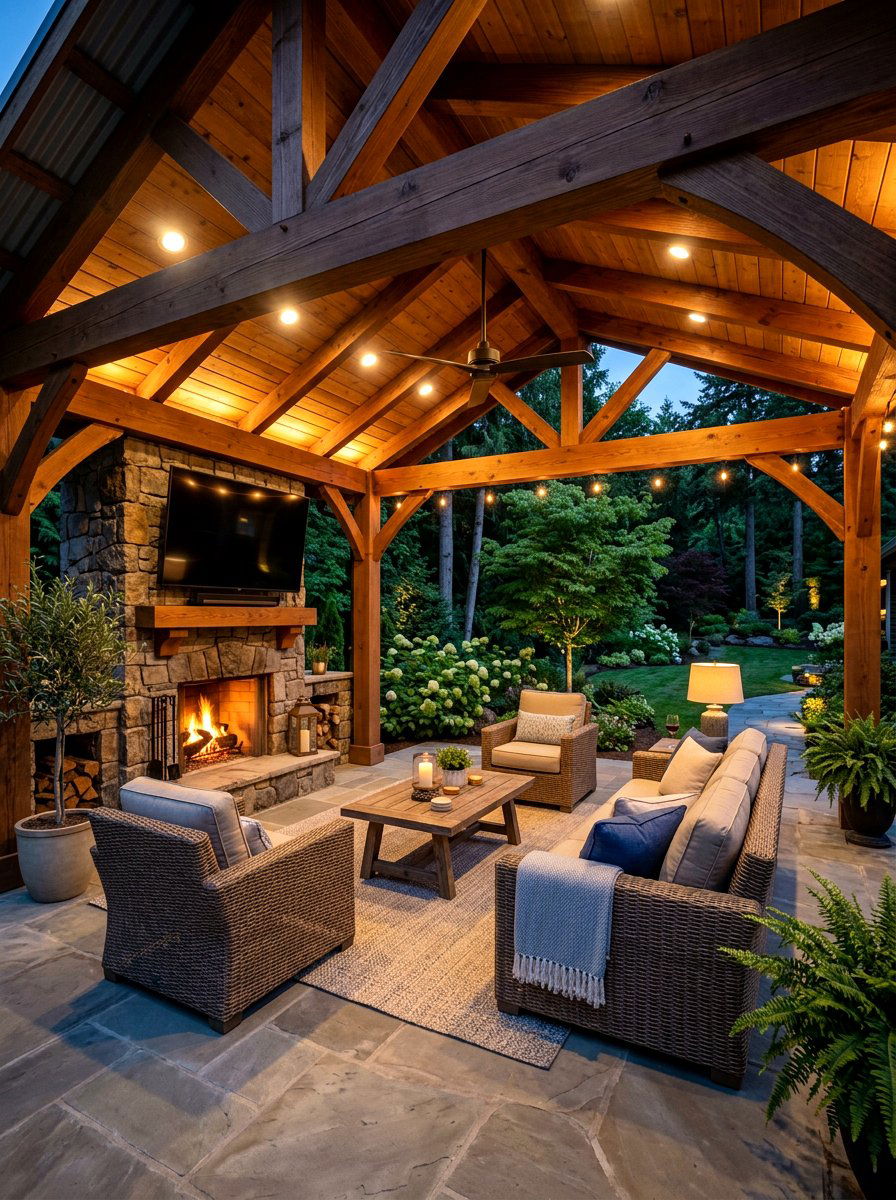 Covered Outdoor Living - 30 no grass backyard luxury ideas