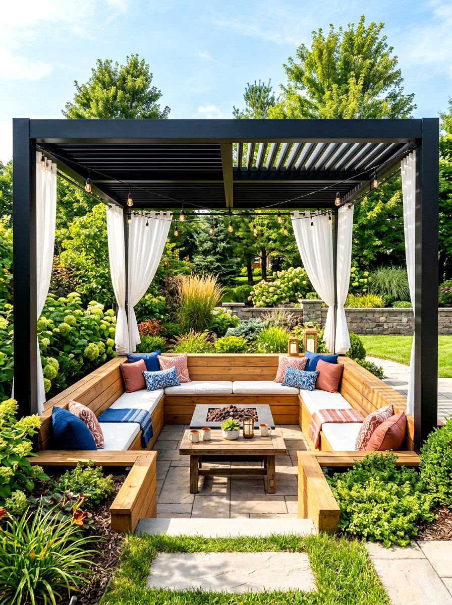 Covered Outdoor Pit With Pergola - 30 conversation pit backyard ideas