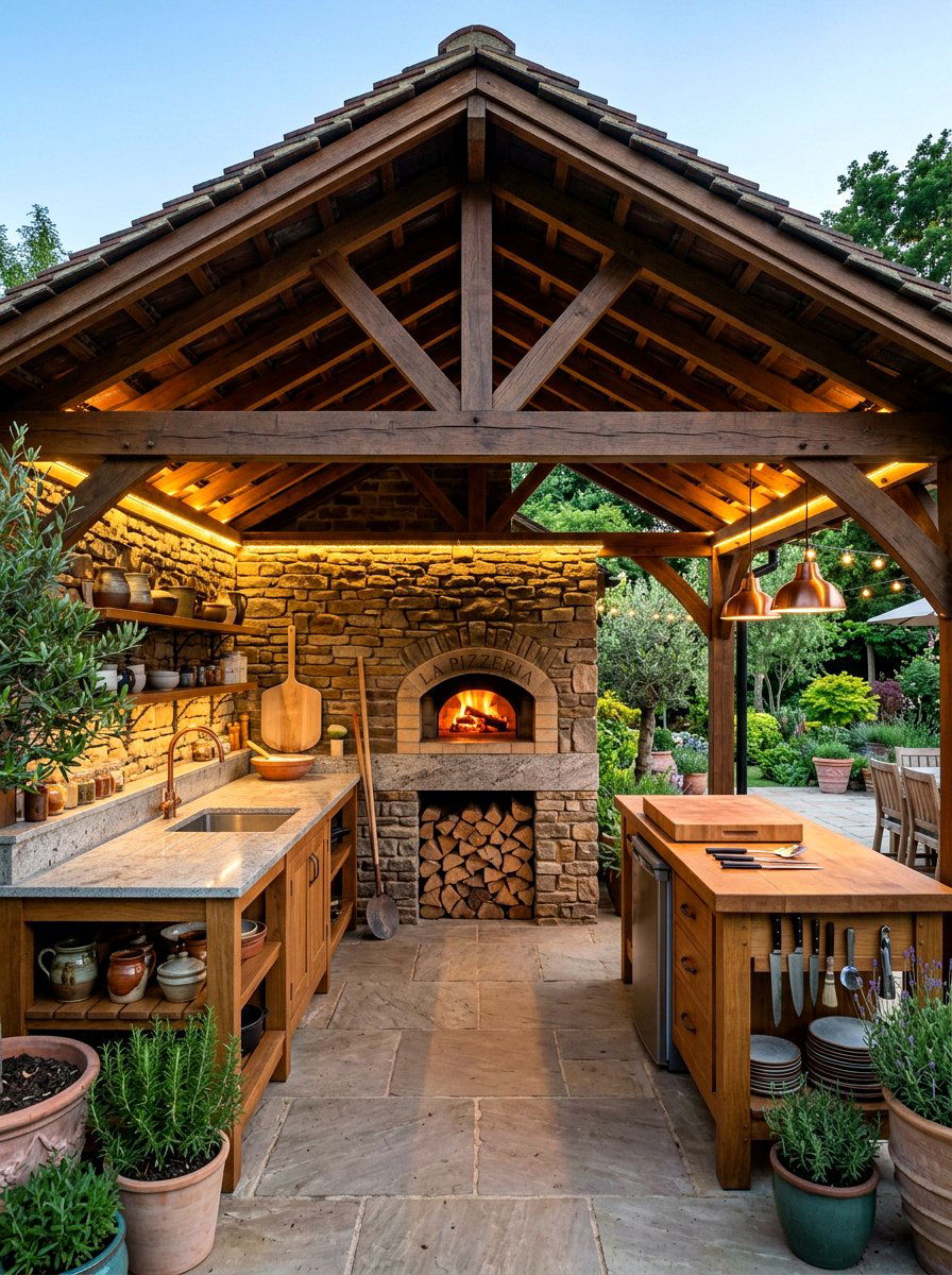 Covered Outdoor Pizza Kitchen - 30 pizza oven patio design ideas