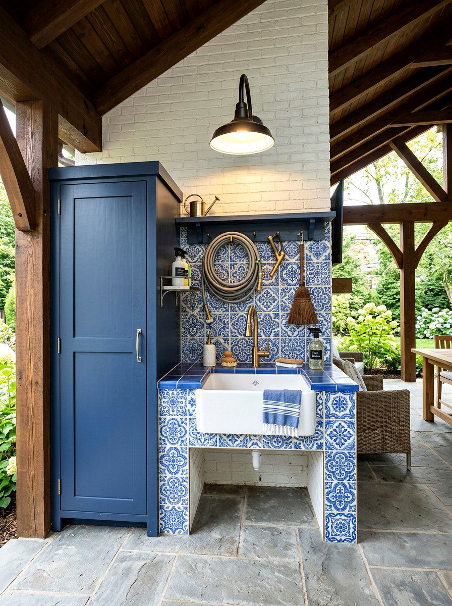 Covered Patio Cleaning Station - 30 outdoor broom closet ideas