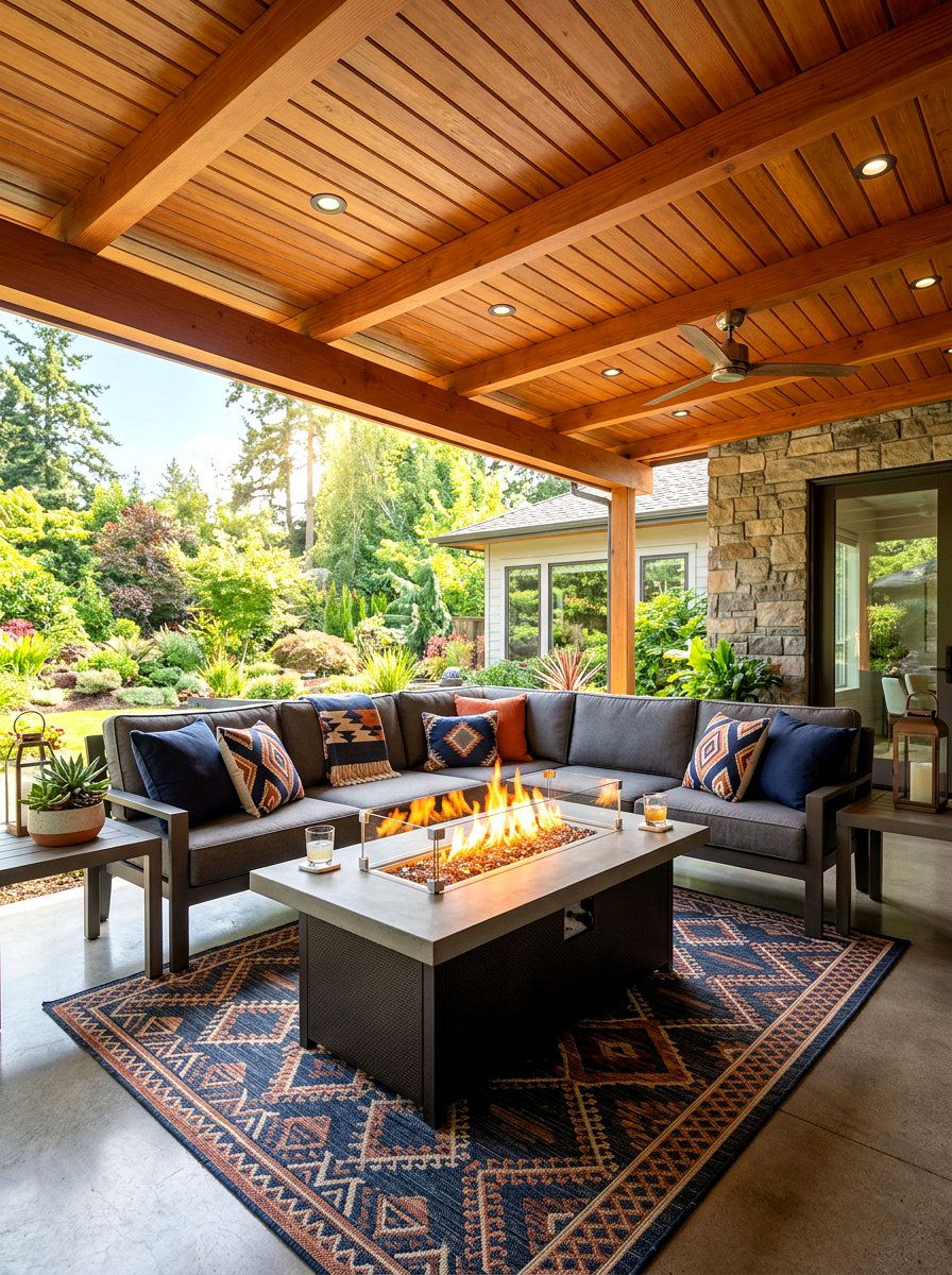 Covered Patio Fire Table Spot - 30 fire table patio ideas