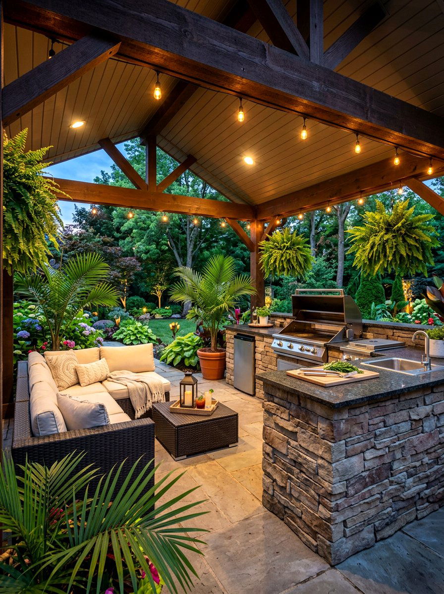 Covered Patio Outdoor Kitchen - 30 outdoor kitchen lounge ideas