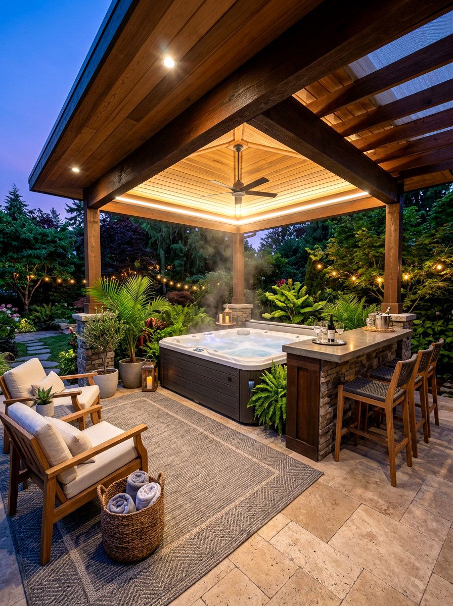 Covered Patio Spa - 30 spa backyard ideas