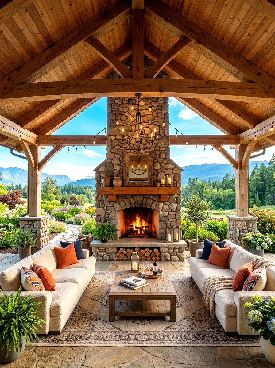 Covered Patio With Outdoor Fireplace - 30 wine country patio ideas