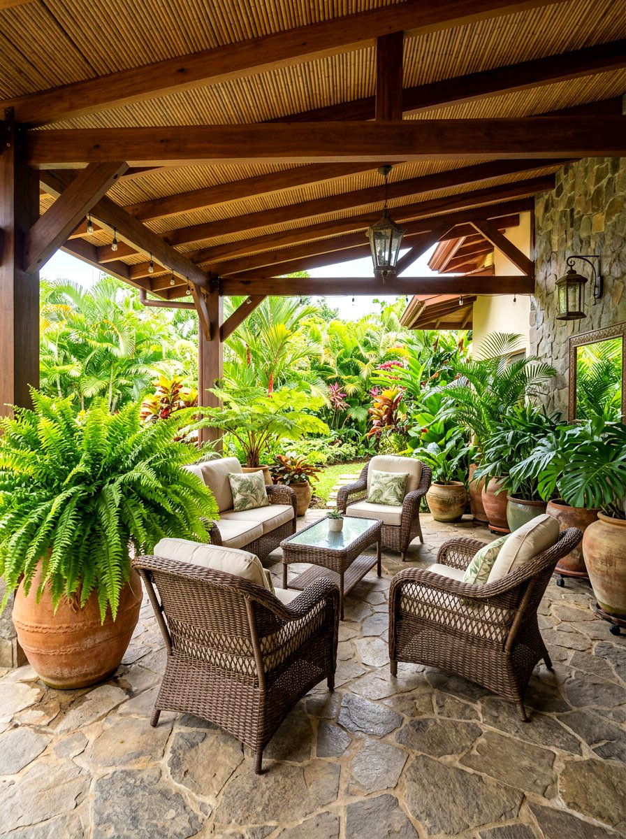 Covered Patio With Outdoor Greenery - 30 clean air room ideas