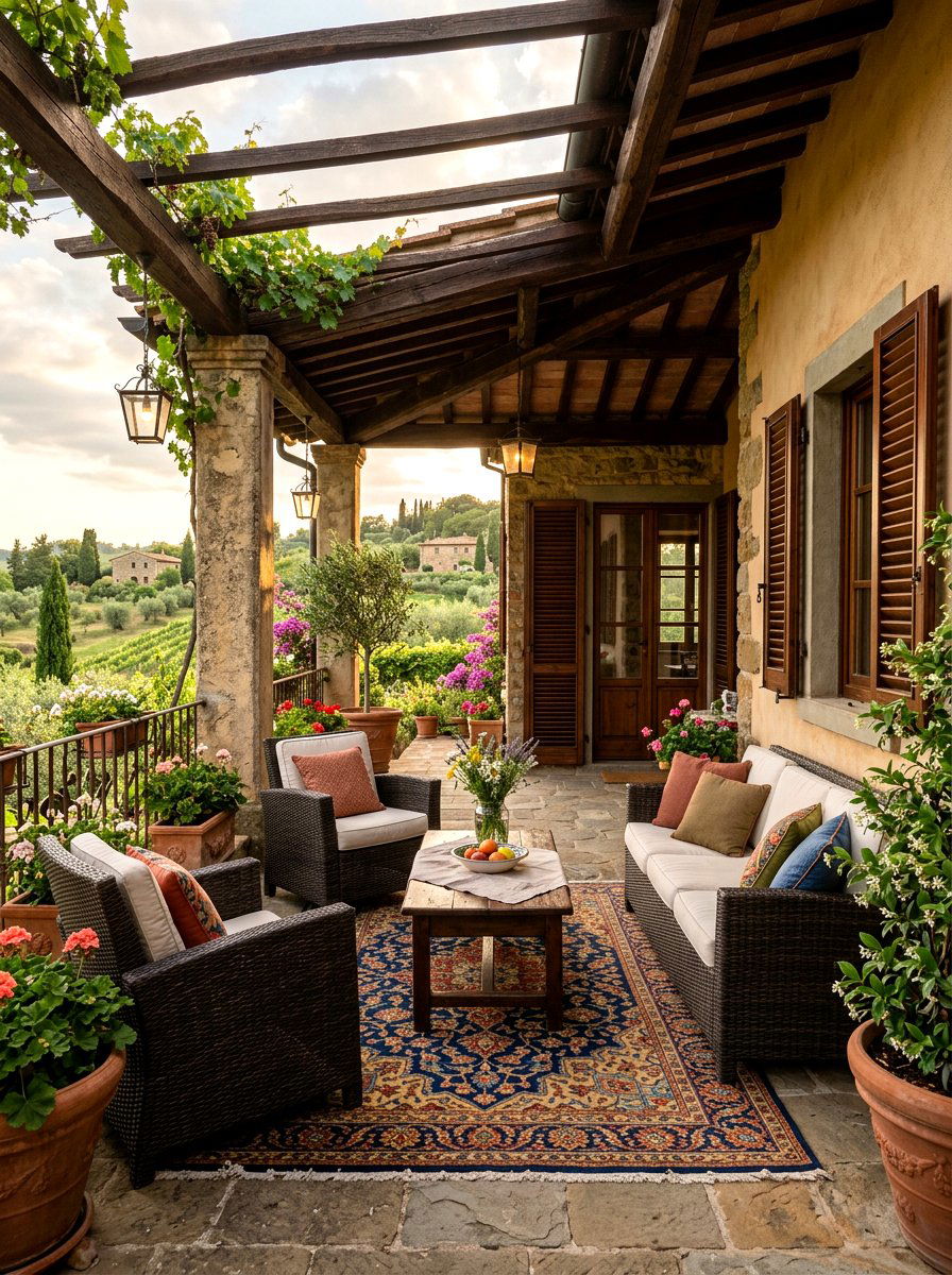 Covered Patio With Shutter - 30 Tuscan patio ideas