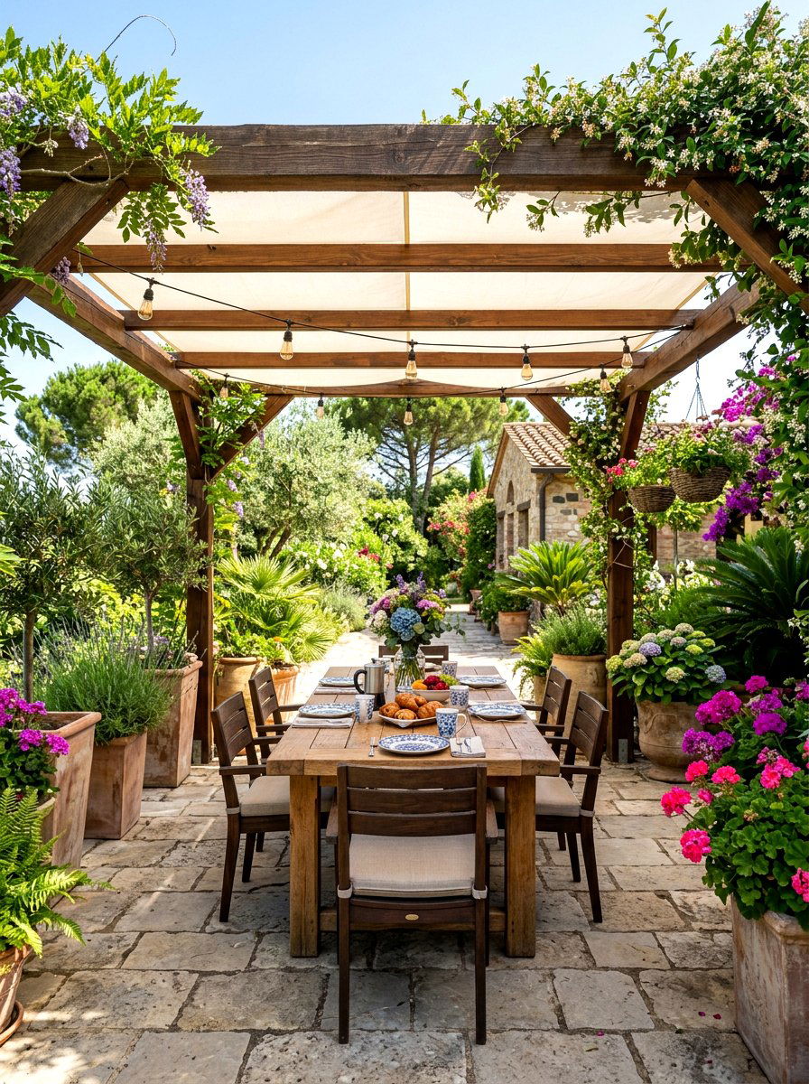 Covered Pergola Breakfast Area - 30 covered patio breakfast nook ideas