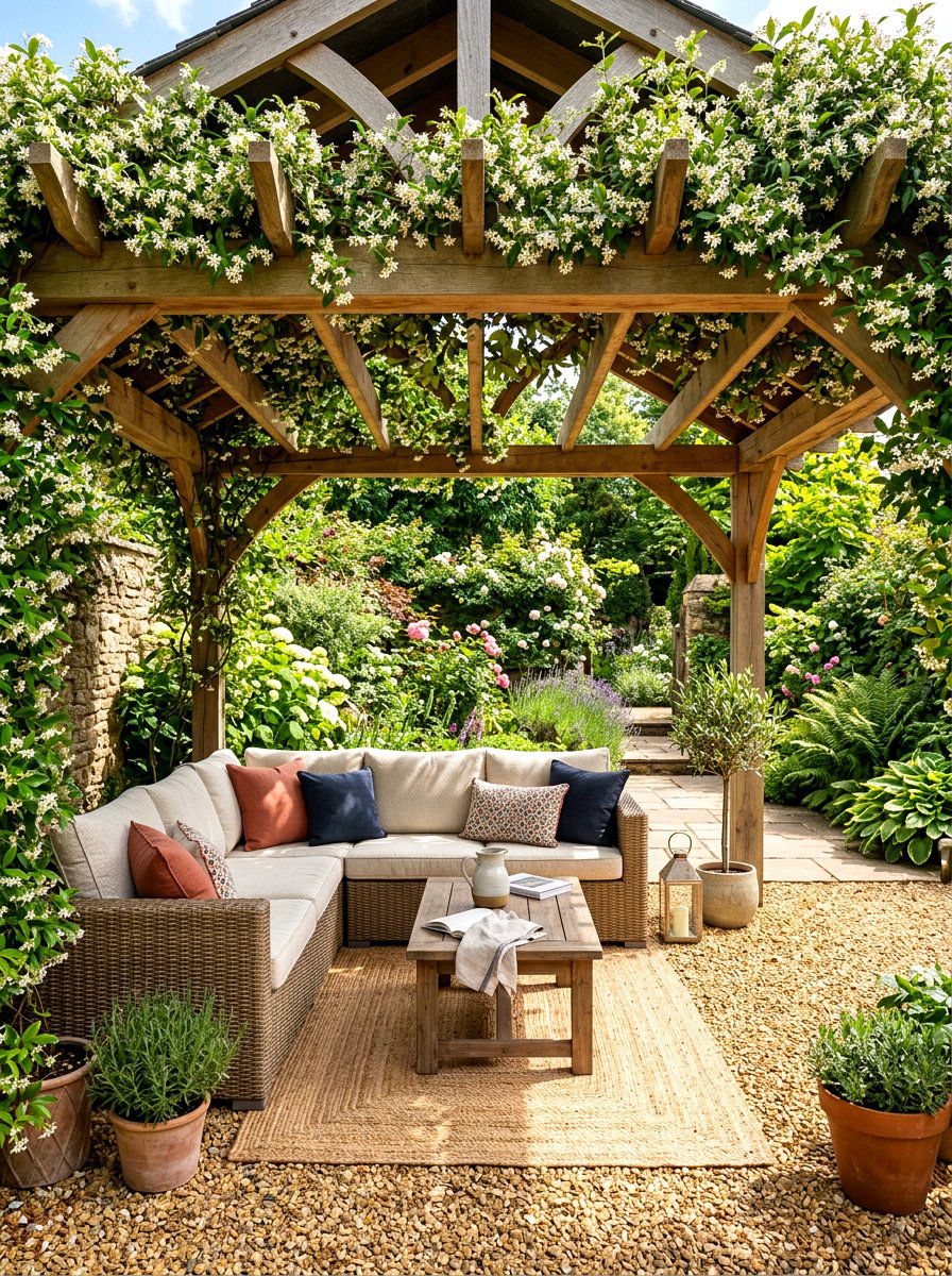 Covered Pergola Gravel - 30 gravel courtyard ideas