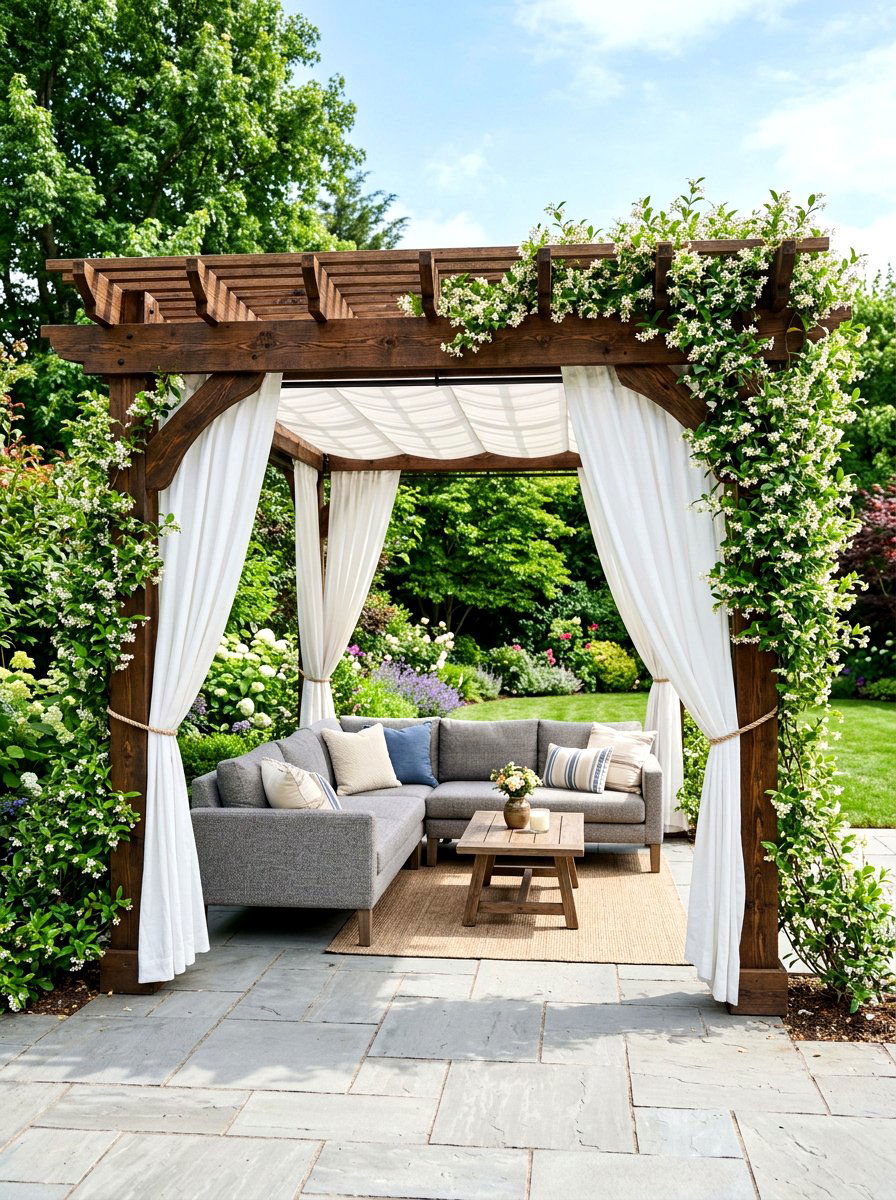 Covered Pergola - 30 backyard reading nook ideas