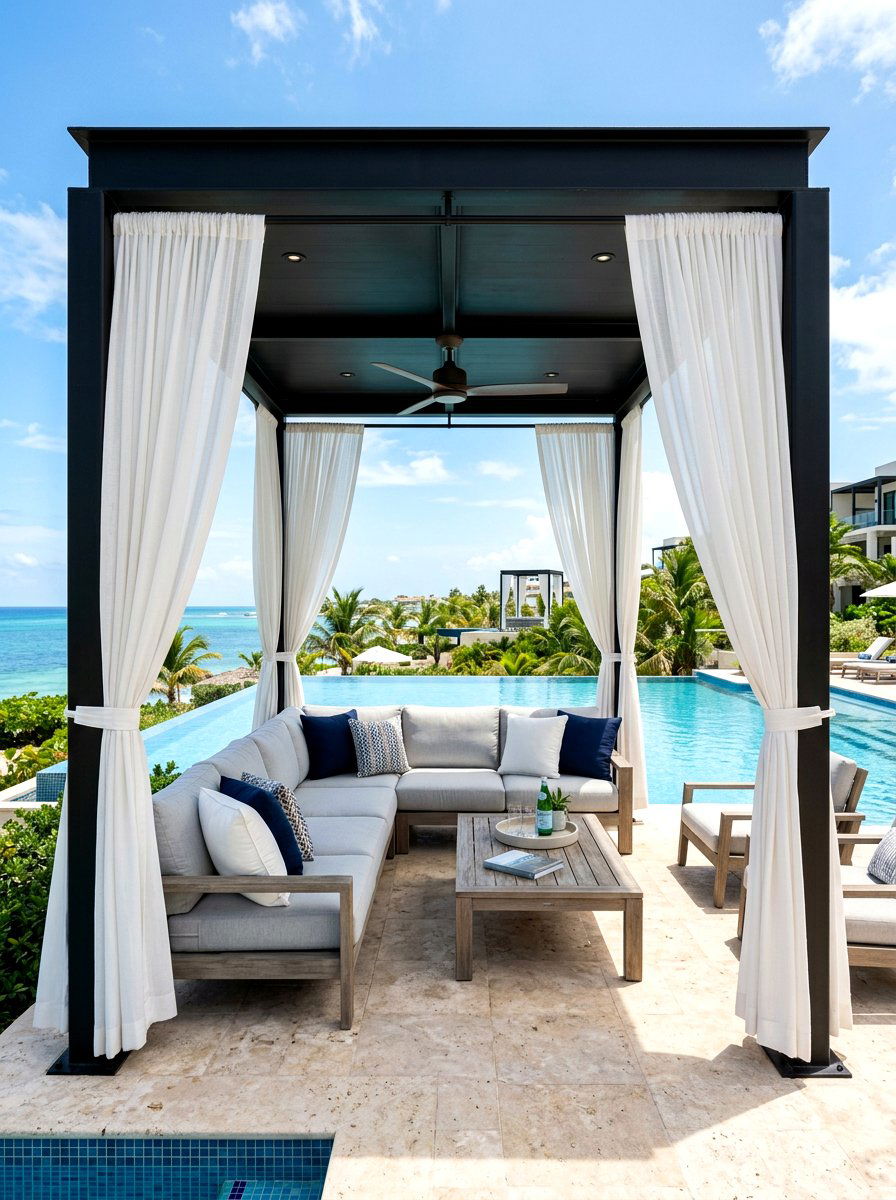Covered Poolside Lounge - 30 pool patio ideas