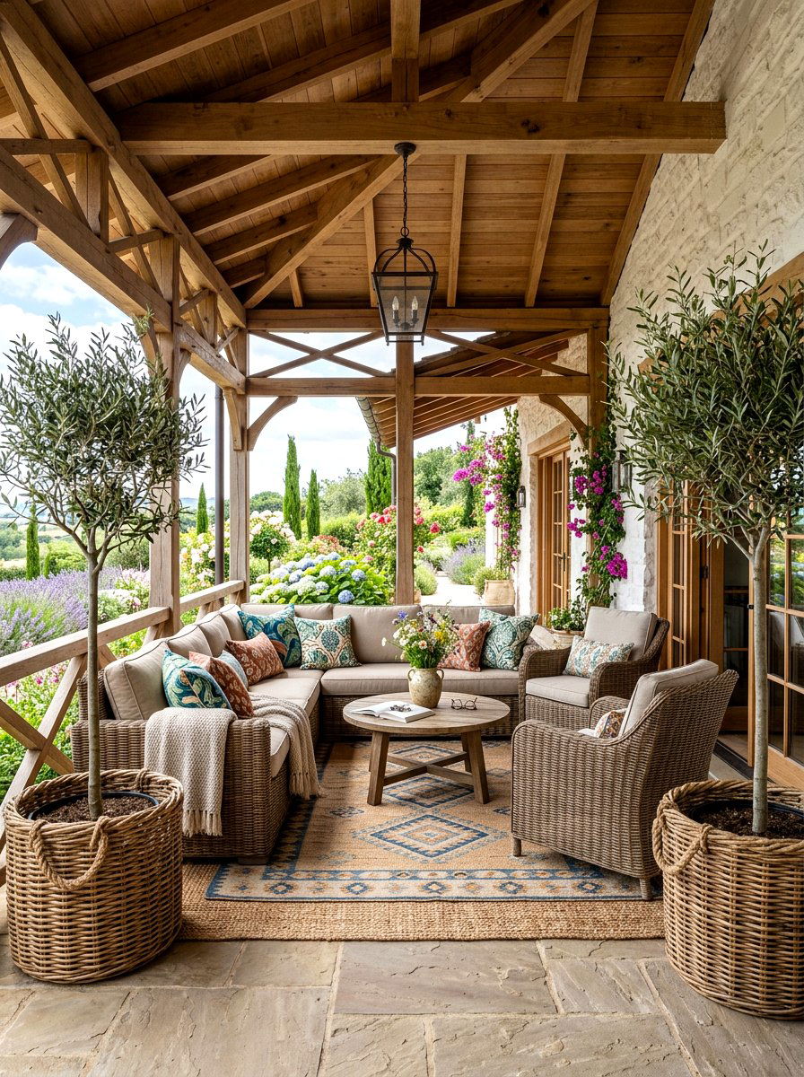 Covered Porch - 30 potted olive tree entry ideas