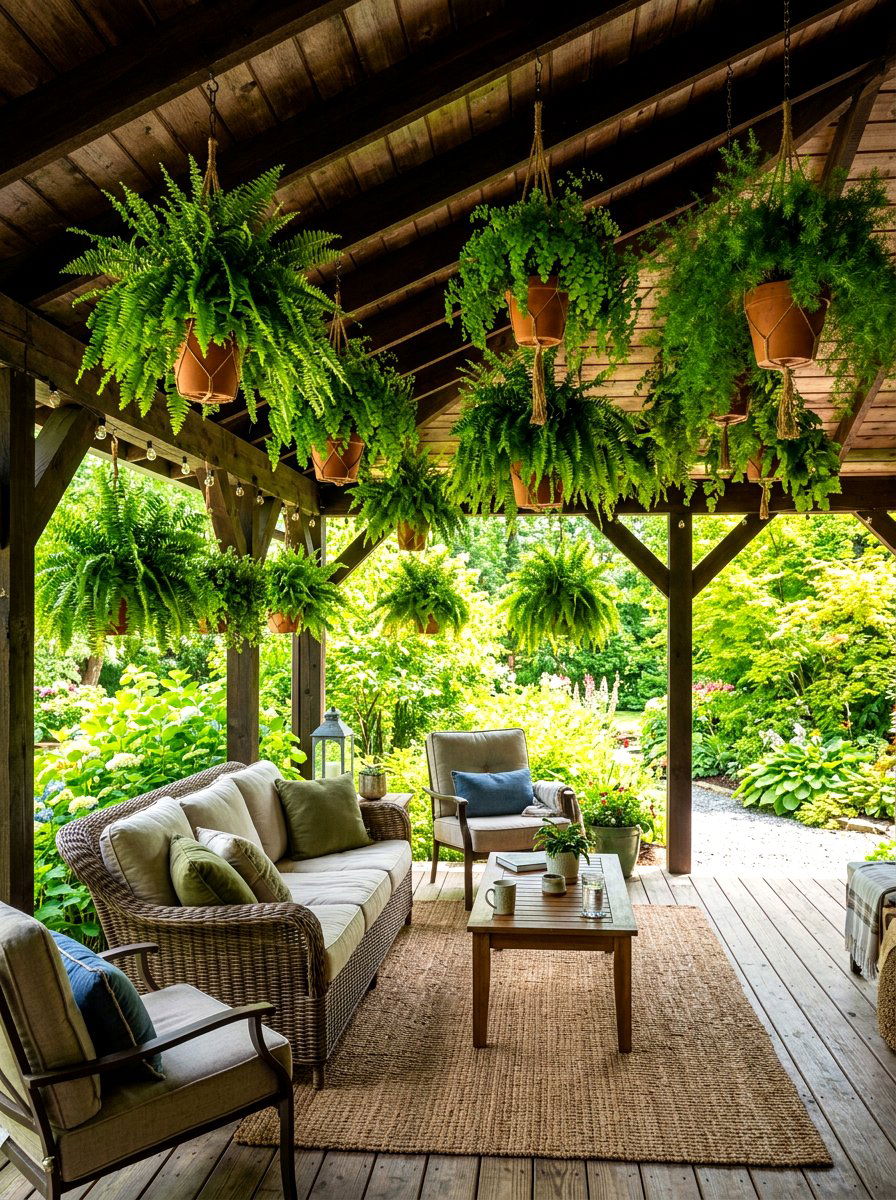 Covered Porch Hanging Fern - 30 hanging fern porch ideas