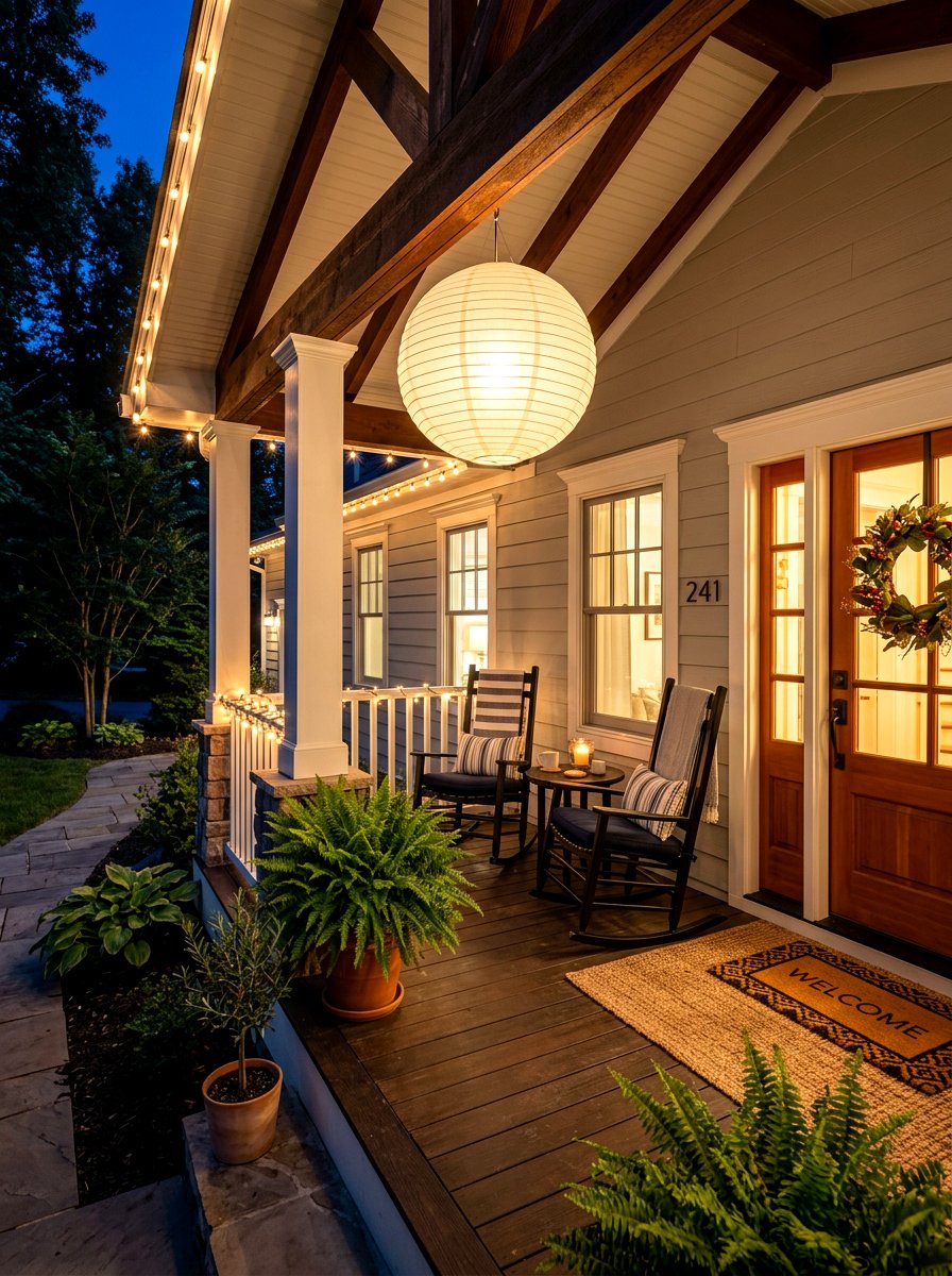 Covered Porch Hanging Lantern - 30 paper lantern lighting ideas