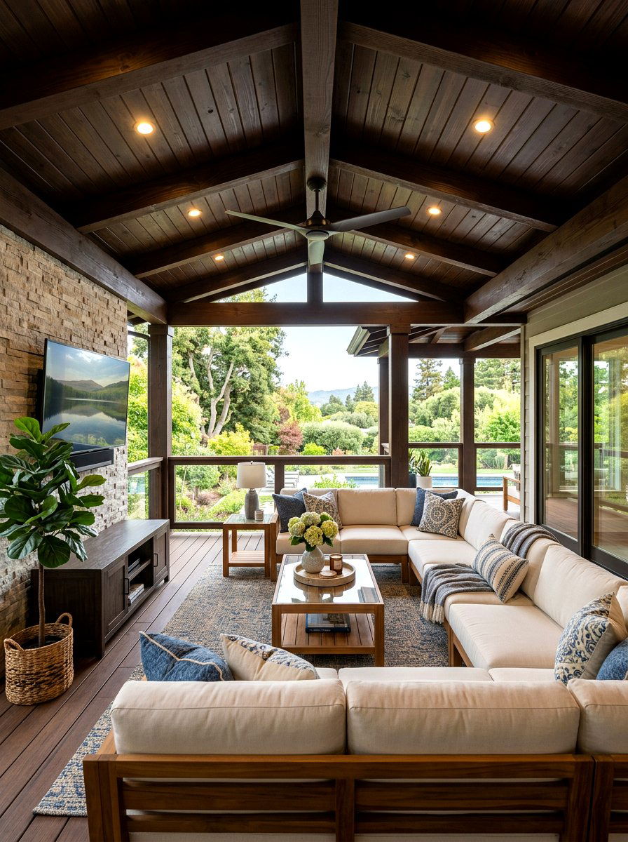 Covered deck lounge - 30 sunset deck decor ideas