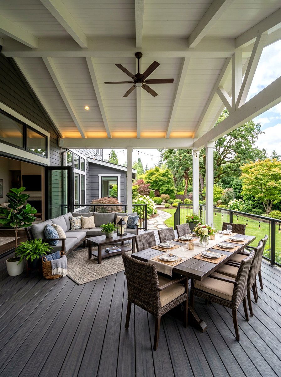 Covered deck - 30 backyard oasis ideas