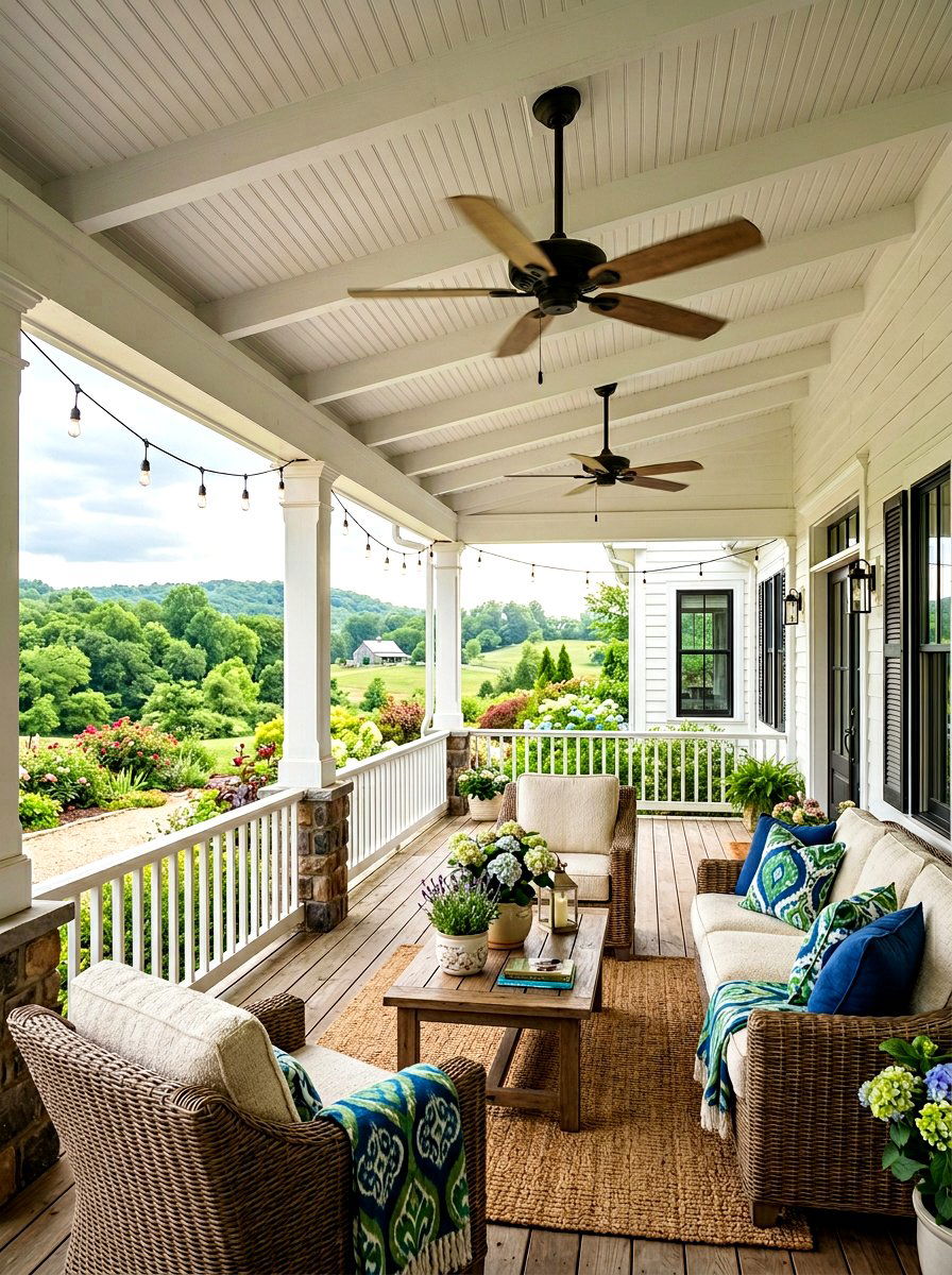 Covered farmhouse veranda - 30 farmhouse backyard ideas