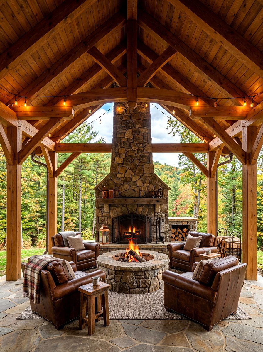 Covered fire pit - 30 fire pit lounge ideas