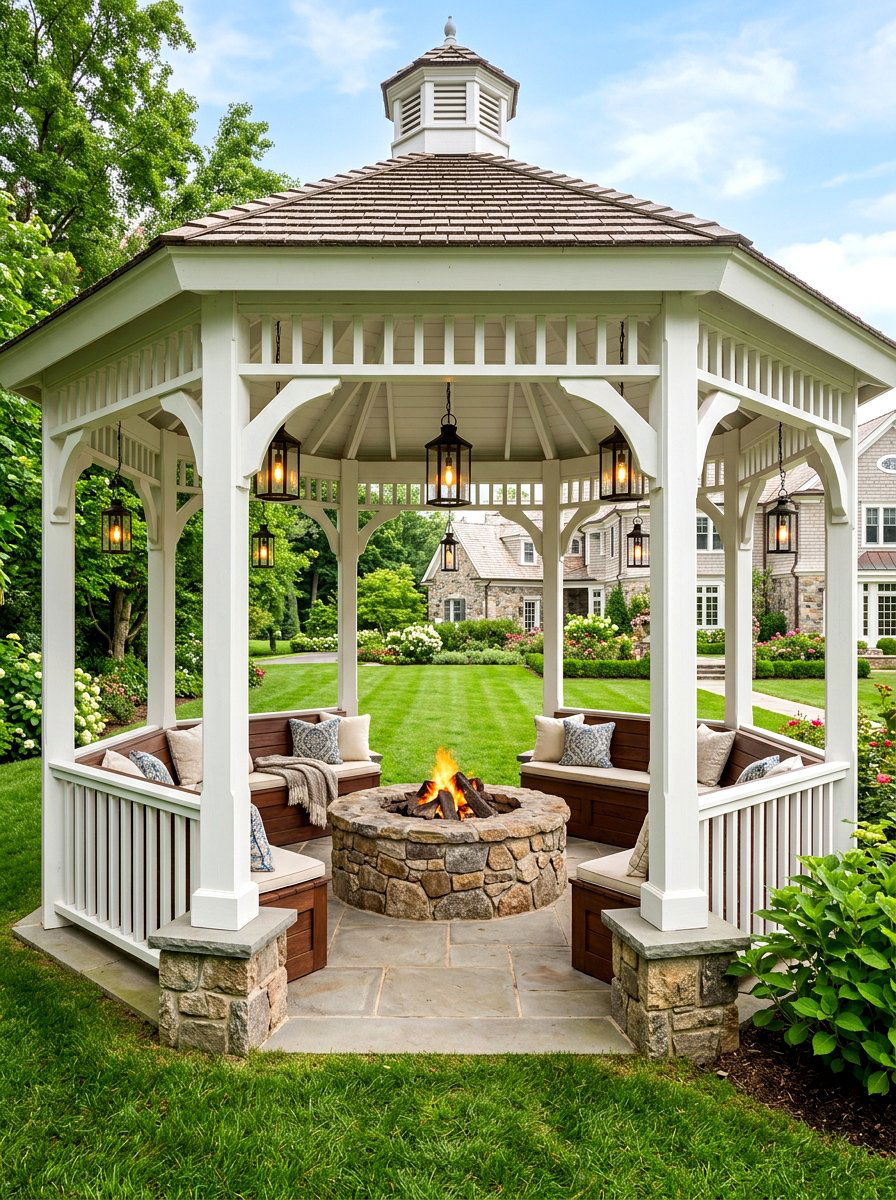 Covered fire pit gazebo - 30 fire pit ideas