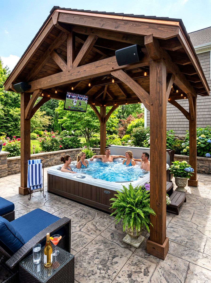 Covered hot tub patio - 30 small hot tub patio ideas