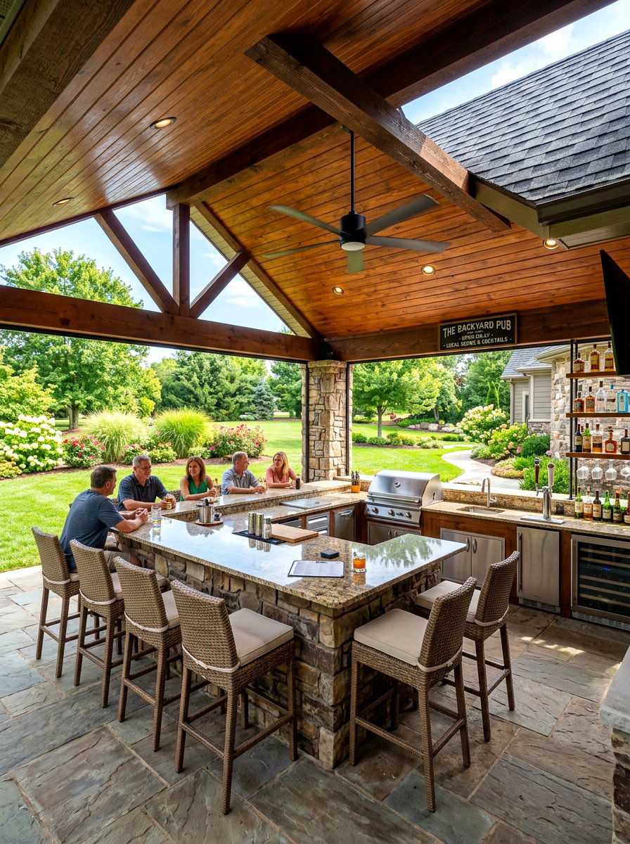 Covered outdoor bar - 30 backyard bar ideas