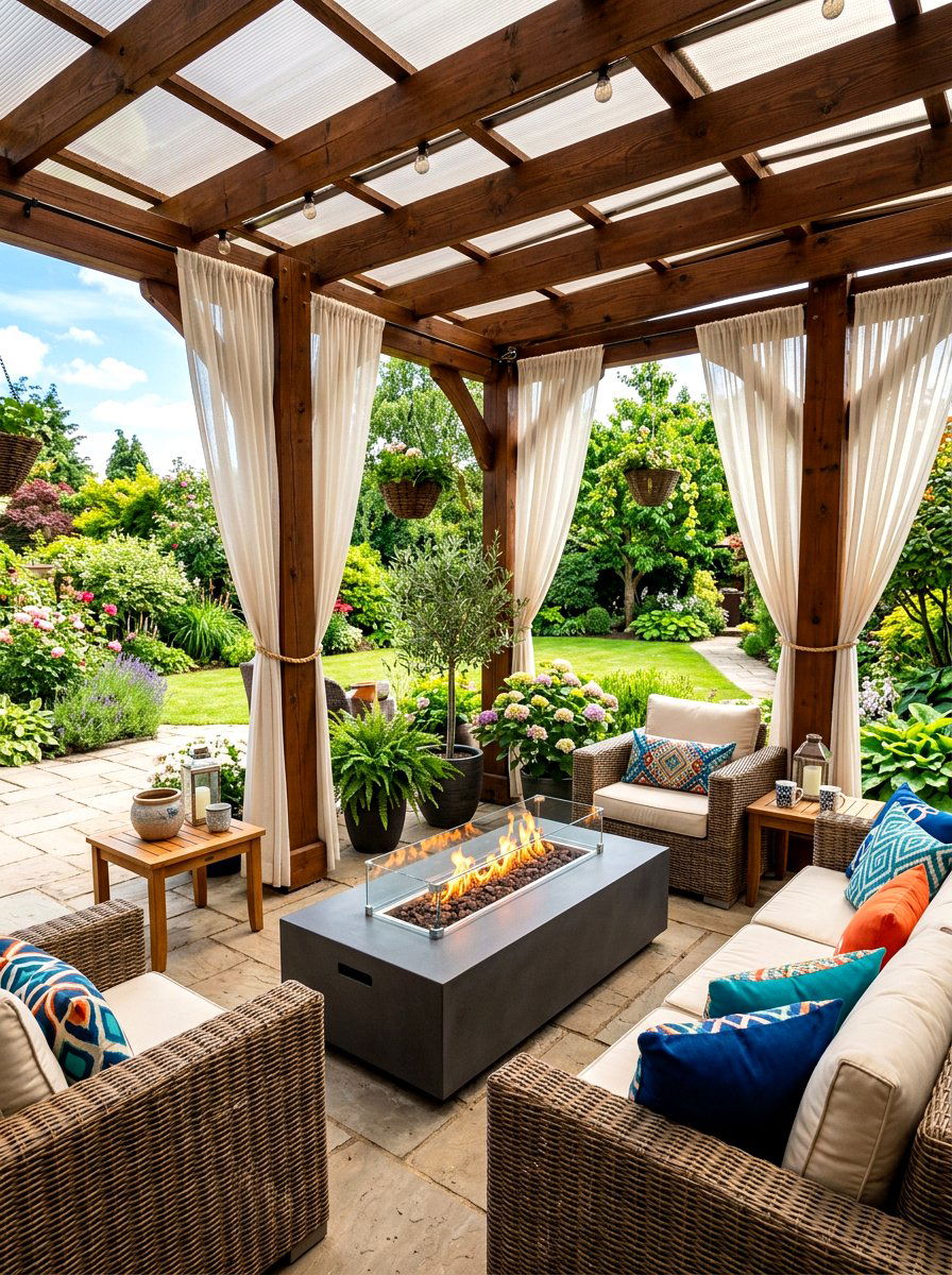 Covered patio fire pit - 30 patio fire pit ideas
