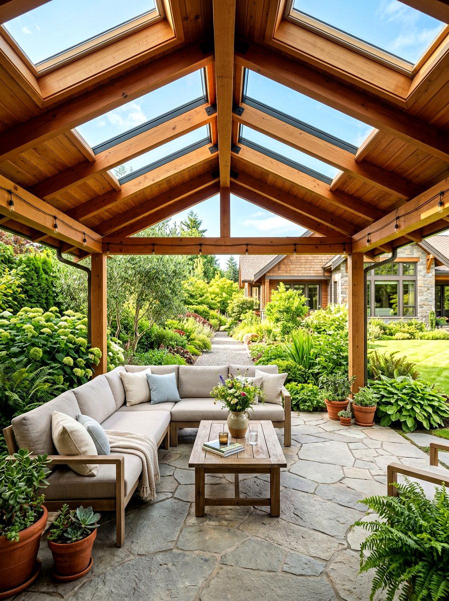 Covered patio with skylights - 30 warm minimalist patio ideas