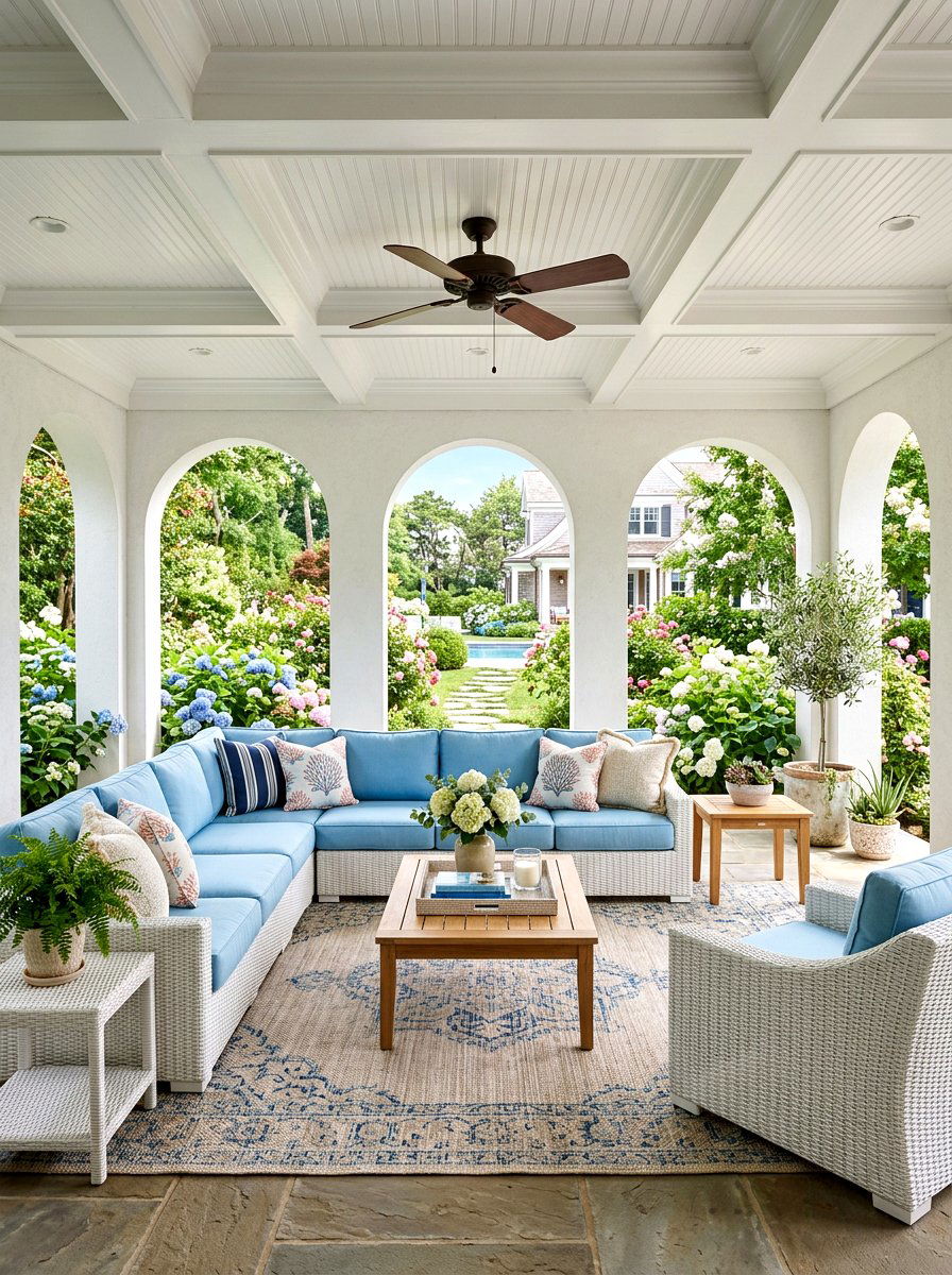 Covered porch modular seating layout - 30 outdoor modular sofa ideas