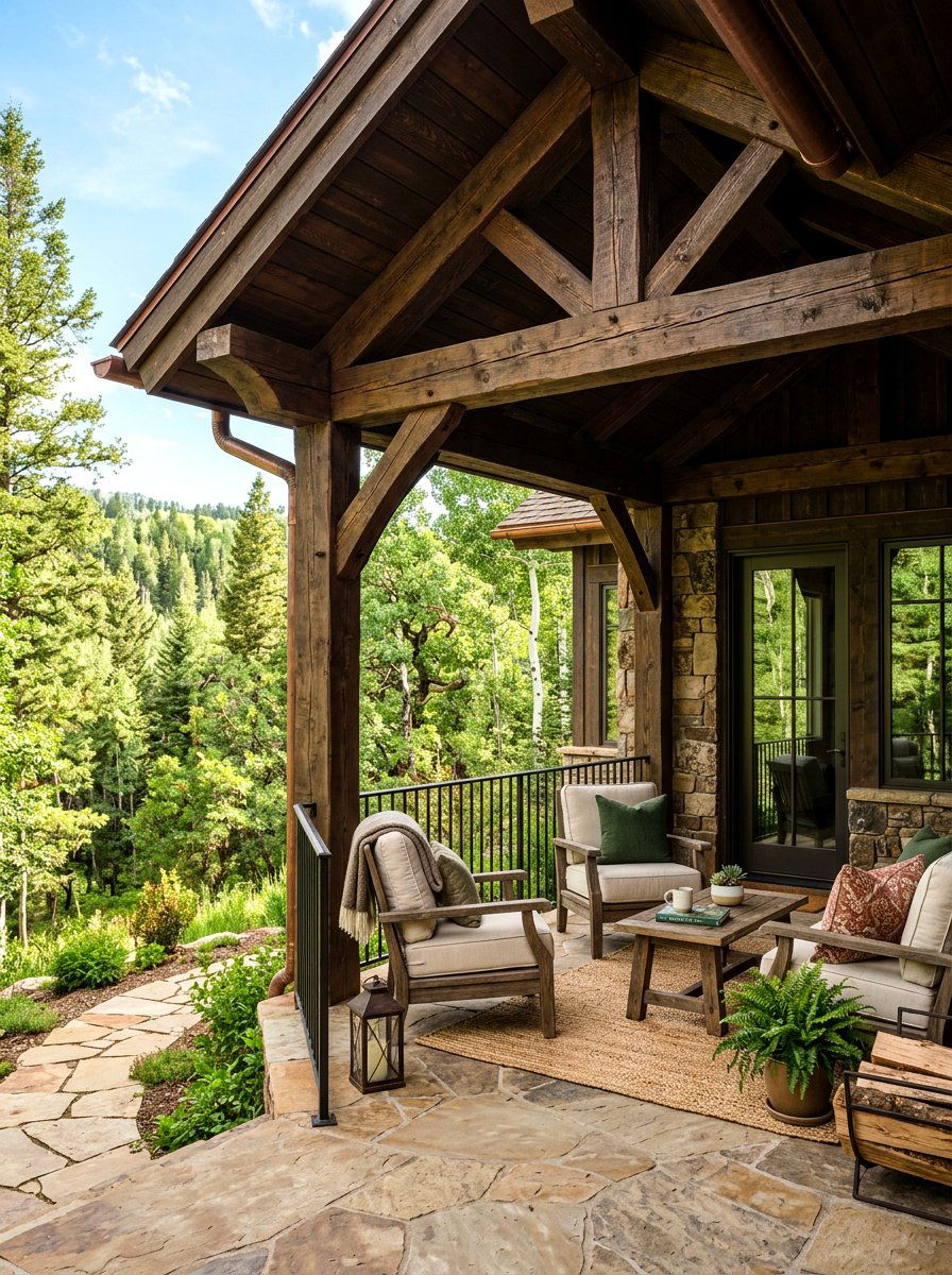 Covered porch - 30 cabin backyard landscaping ideas