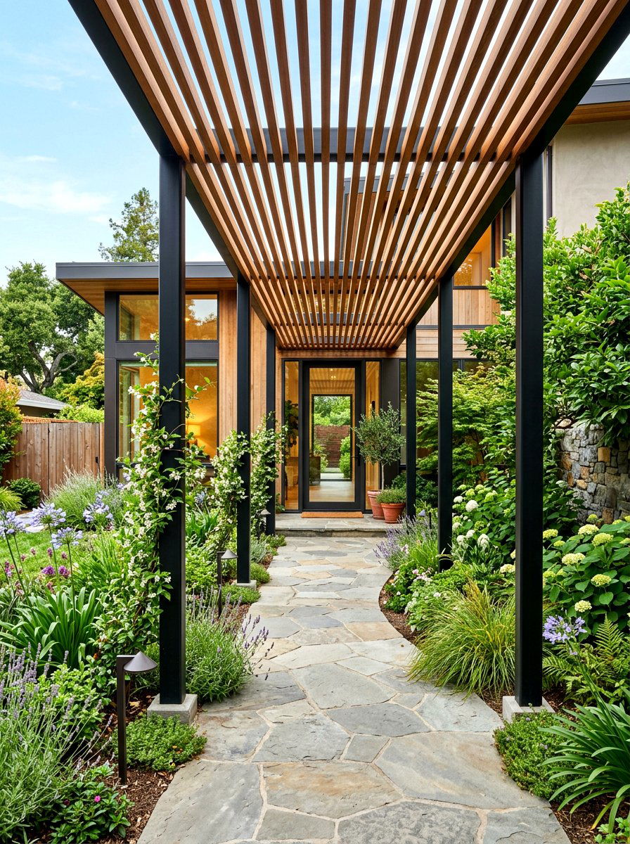 Covered walkway courtyard design - 30 courtyard house entry ideas
