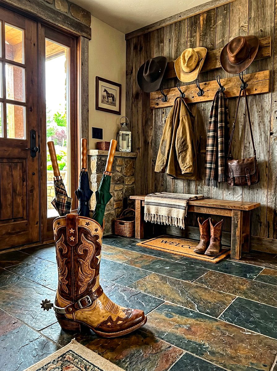 Cowboy Boot Umbrella Stand - 30 western home decor ideas