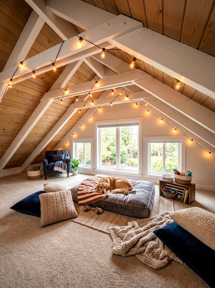 Cozy Attic Dog Retreat - 30 dog room ideas