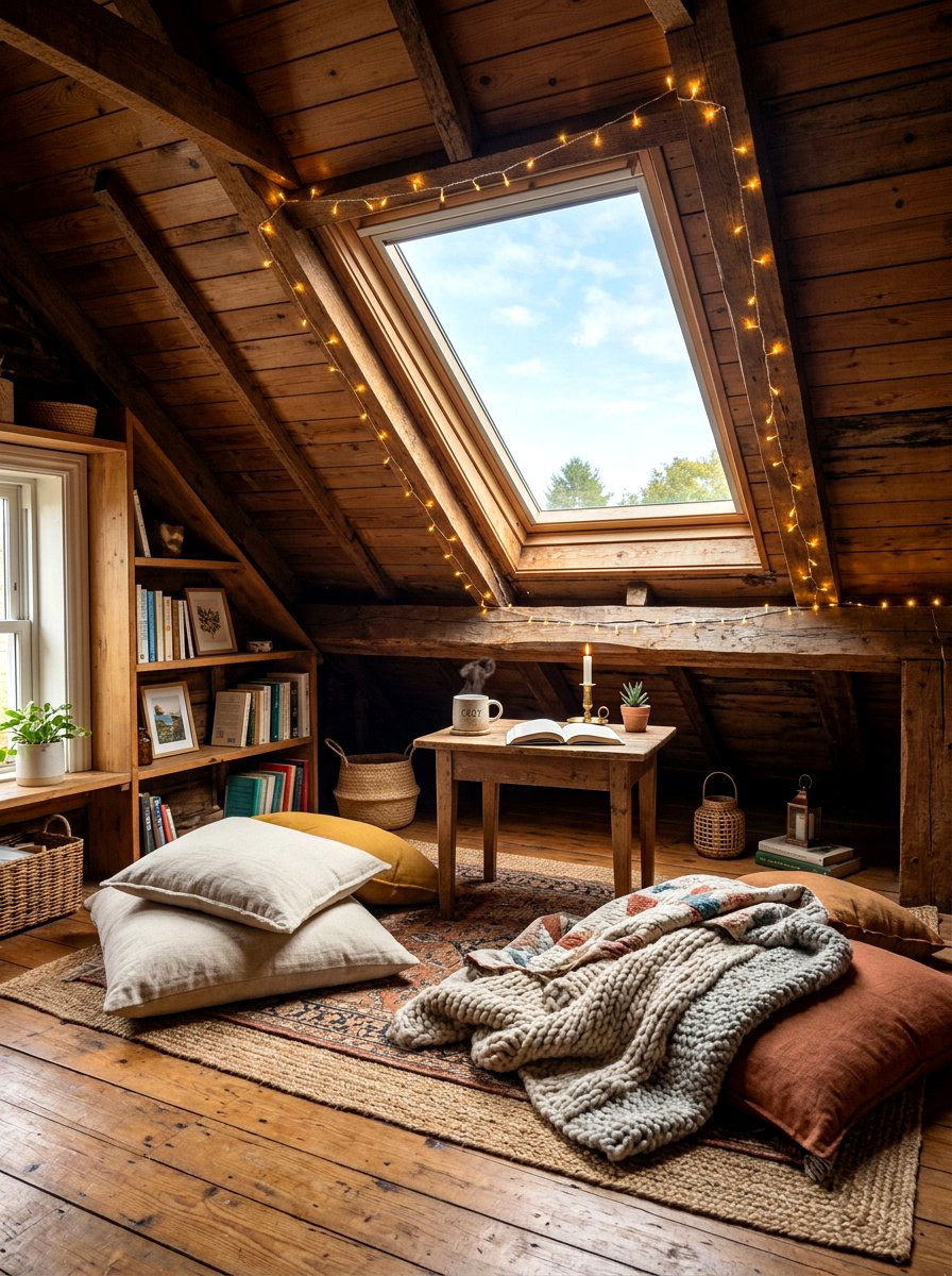 Cozy Attic Hideaway - 30 at home cafe dining ideas