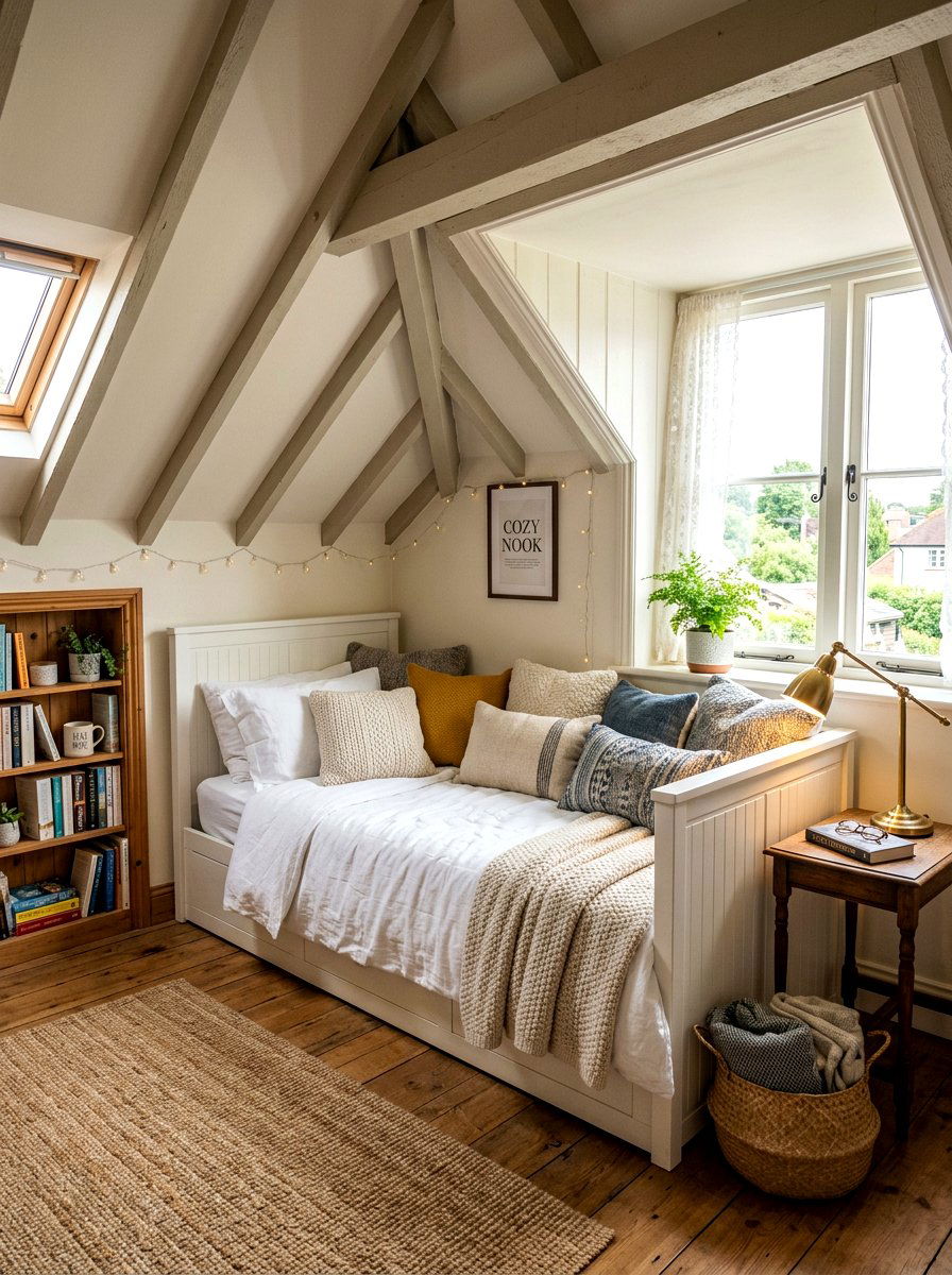 Cozy Attic Reading Corner Daybed - 30 attic reading corner ideas
