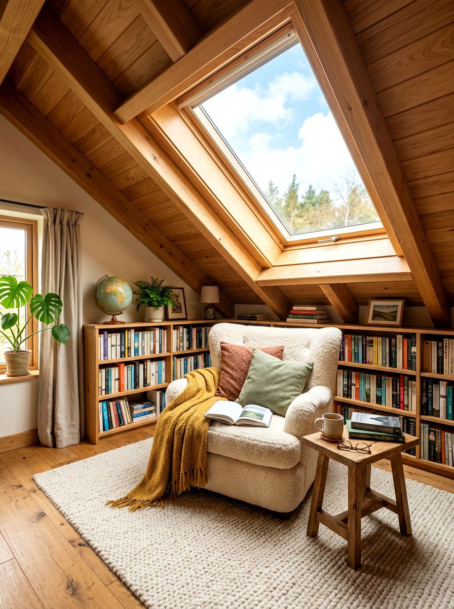 Cozy Attic Reading Nook - 30 reading corner ideas