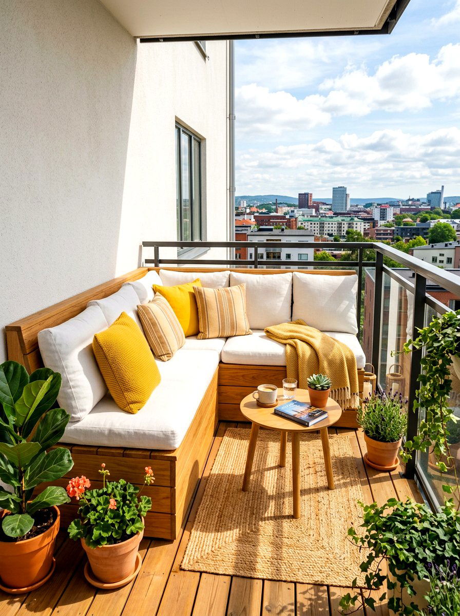 Cozy Balcony Corner Seating - 30 urban balcony ideas