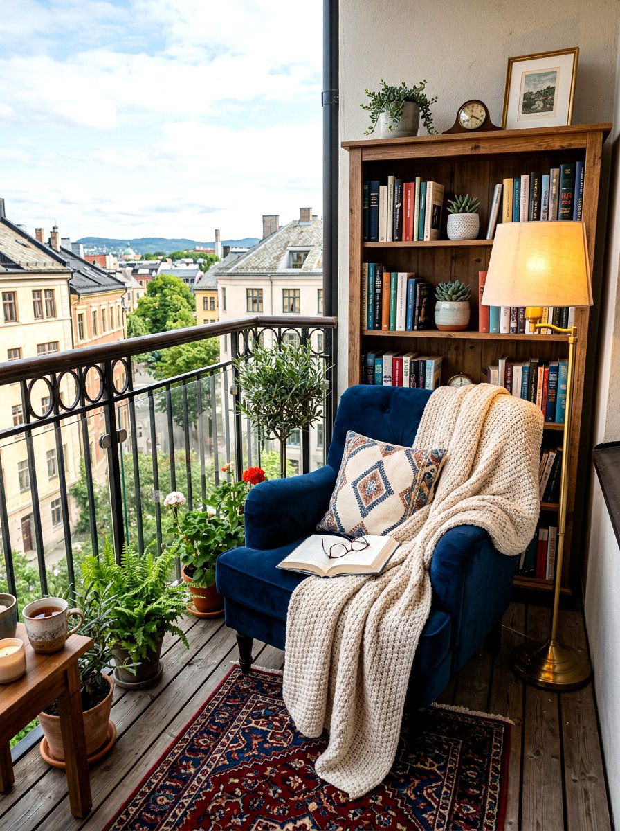 Cozy Balcony Reading Corner - 30 condo balcony lounge ideas