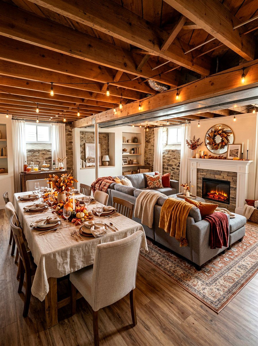 Cozy Basement Hosting Area - 30 Thanksgiving hosting room ideas