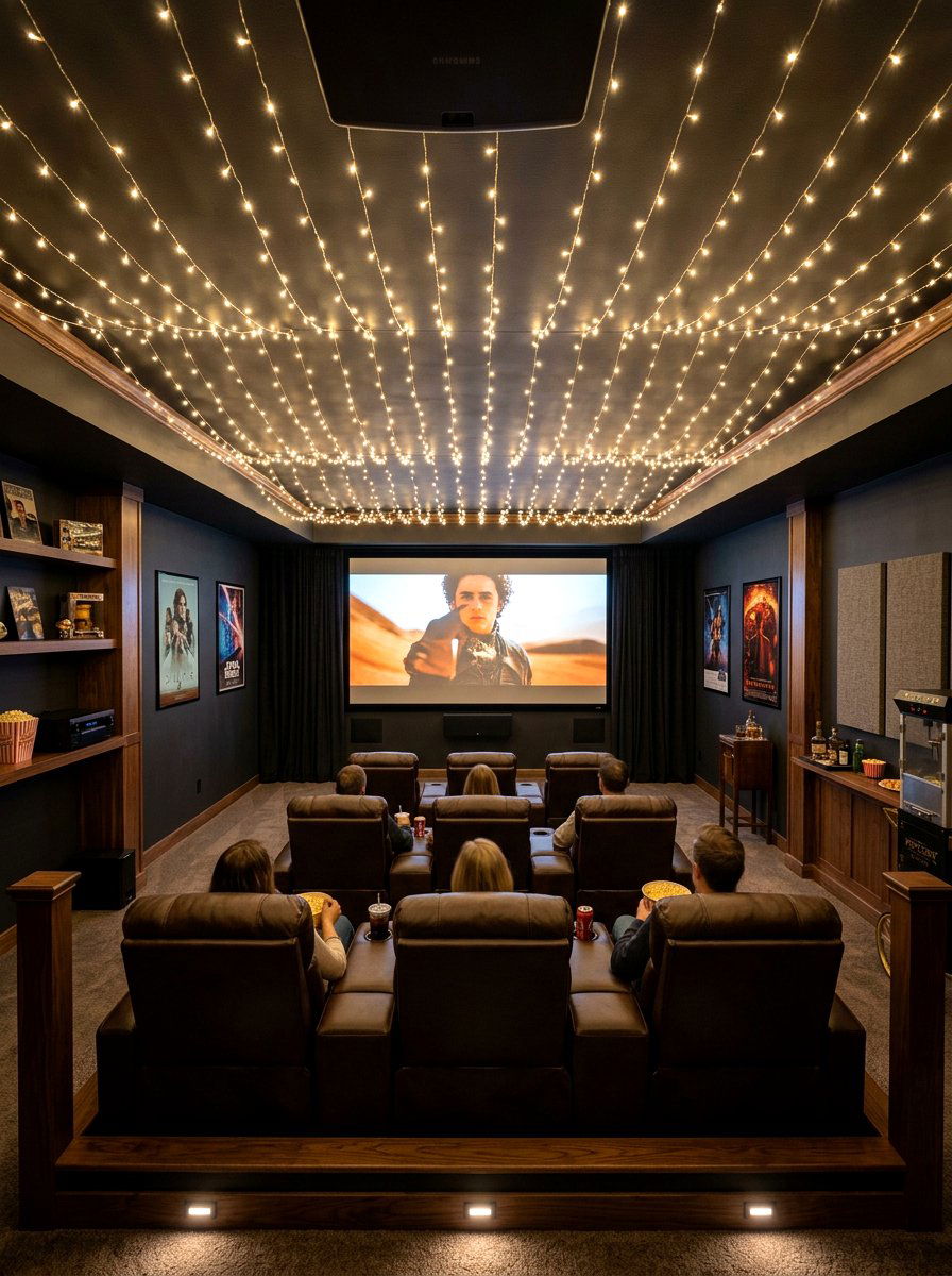 Cozy Basement Theater Lighting - 30 fairy light canopy ideas