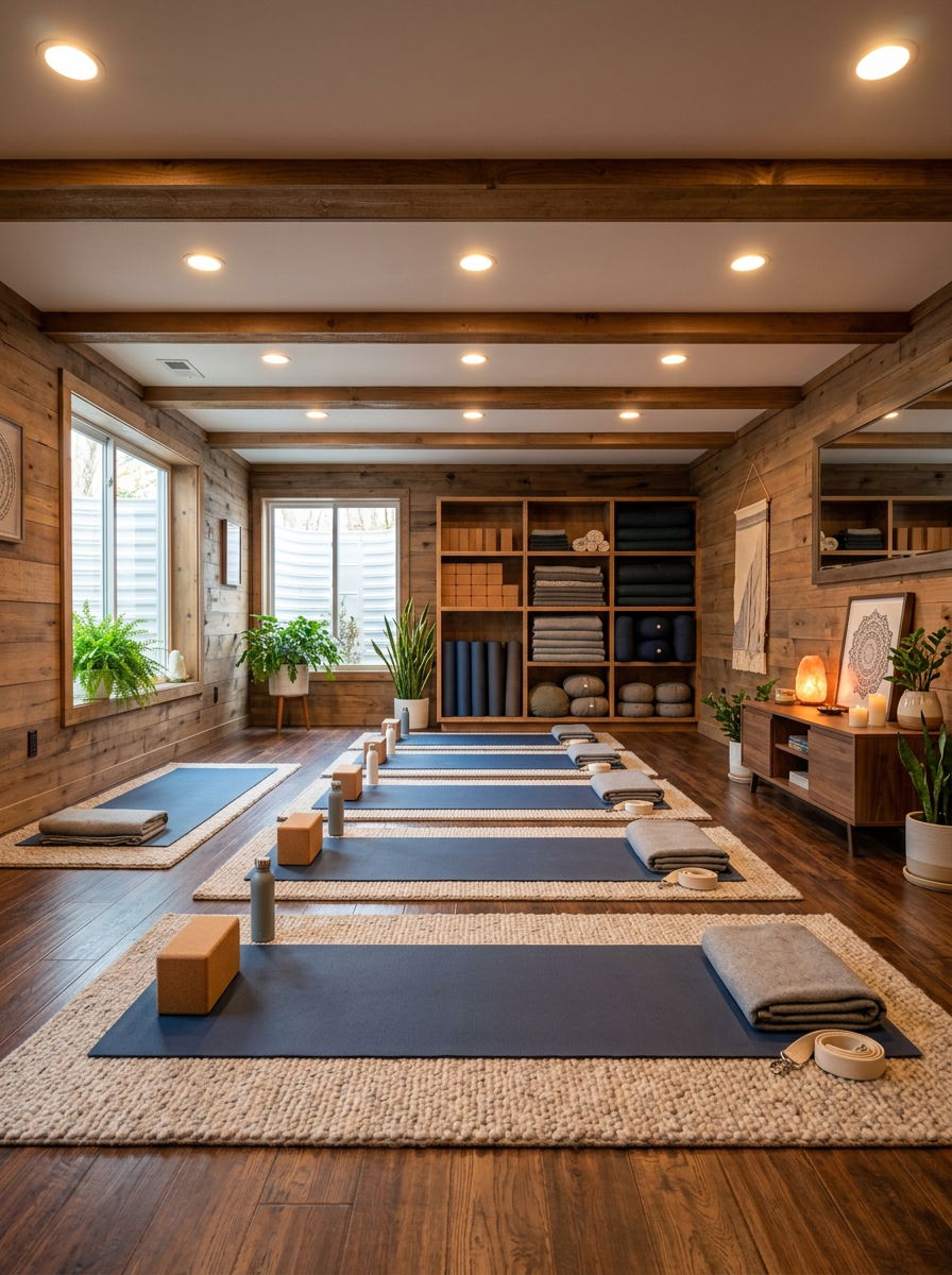 Cozy Basement Yoga Studio - 30 yoga studio home ideas