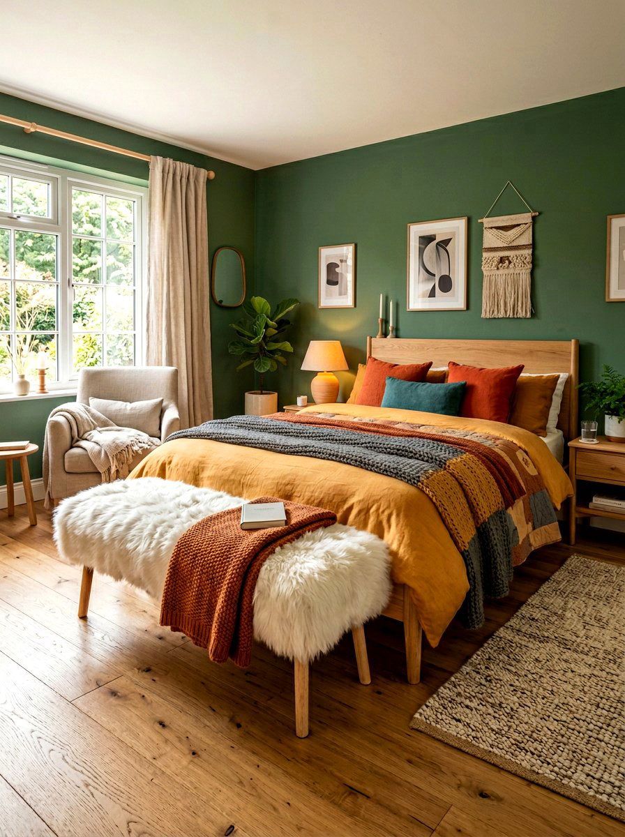 Cozy Bedroom With Sheepskin Bench - 30 bedroom bench ideas