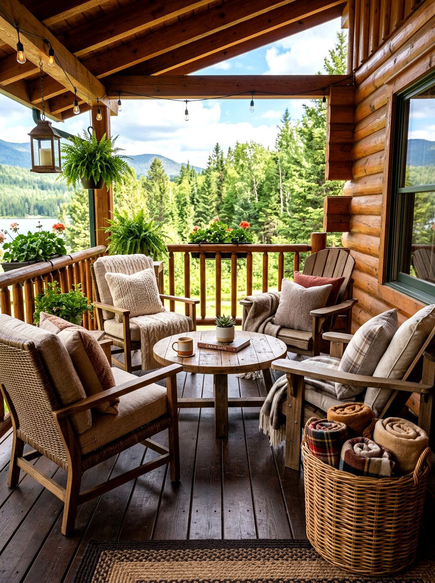 Cozy Cabin Porch Seating - 30 cabin front porch ideas