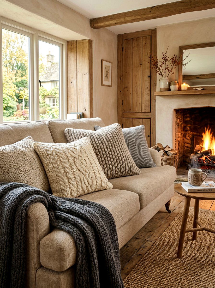 Cozy Chunky Knit Pillow Layering - 30 layered throw pillow ideas