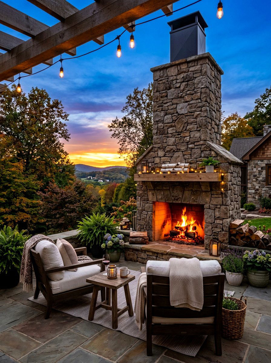 Cozy Corner Fireplace - 30 modern backyard lounge ideas