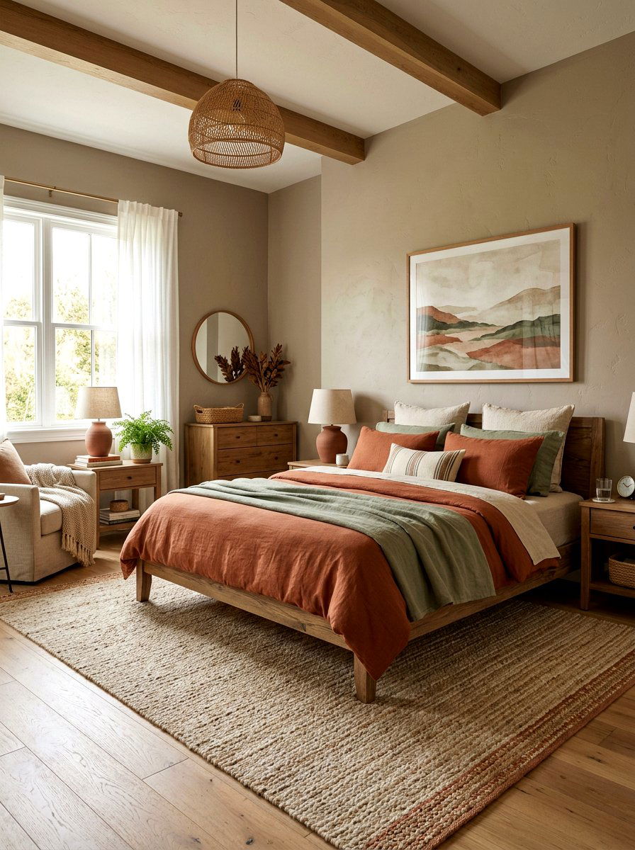 Cozy Earth Tone Bedroom - 30 warm minimalist home ideas