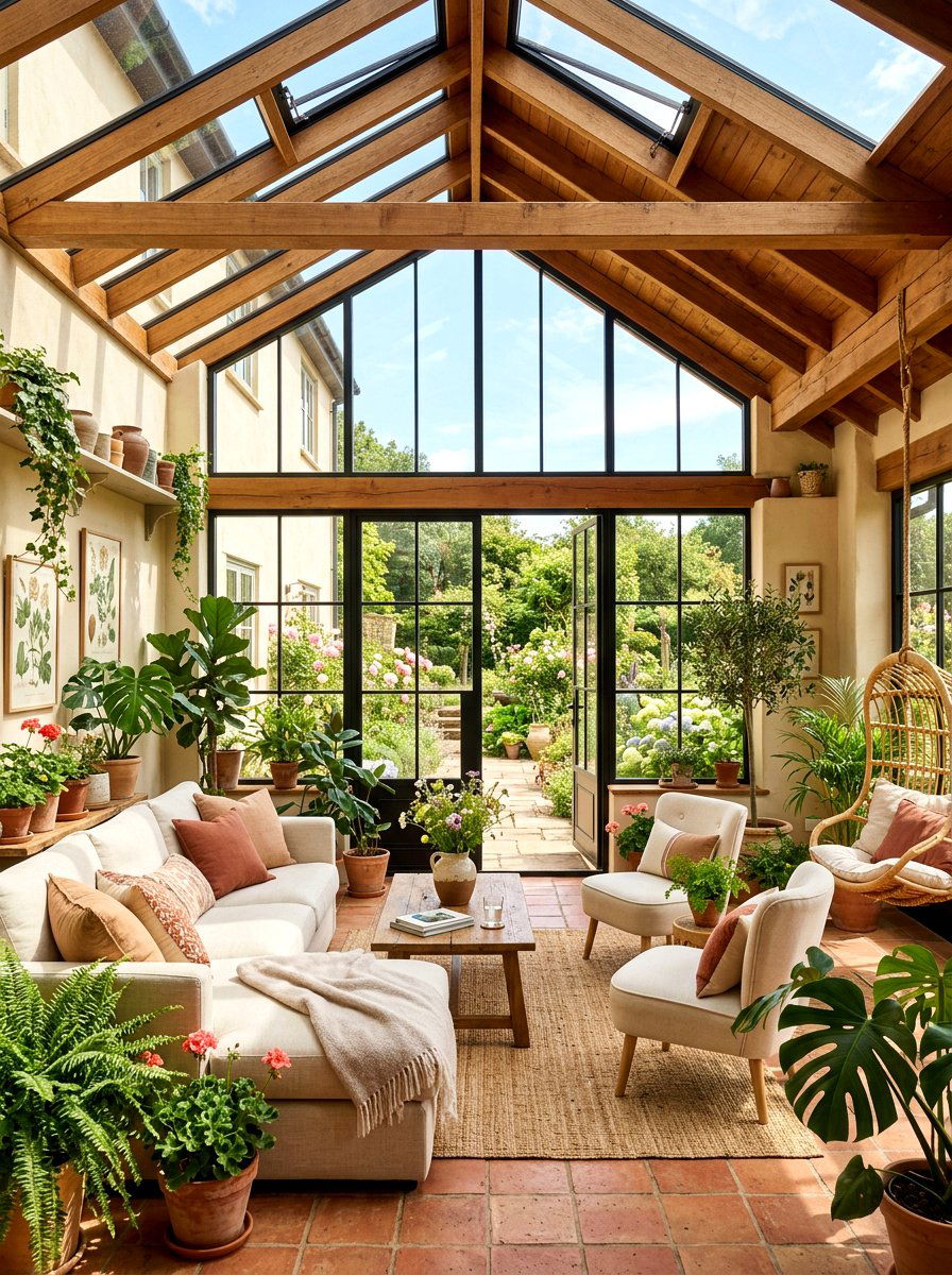 Cozy Enclosed Patio - 30 terracotta and cream patio ideas