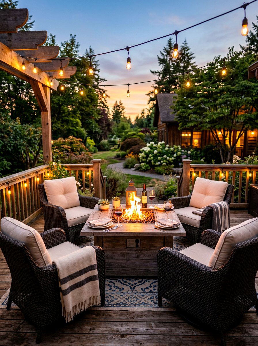 Cozy Fire Pit Dining - 30 outdoor breakfast nook ideas