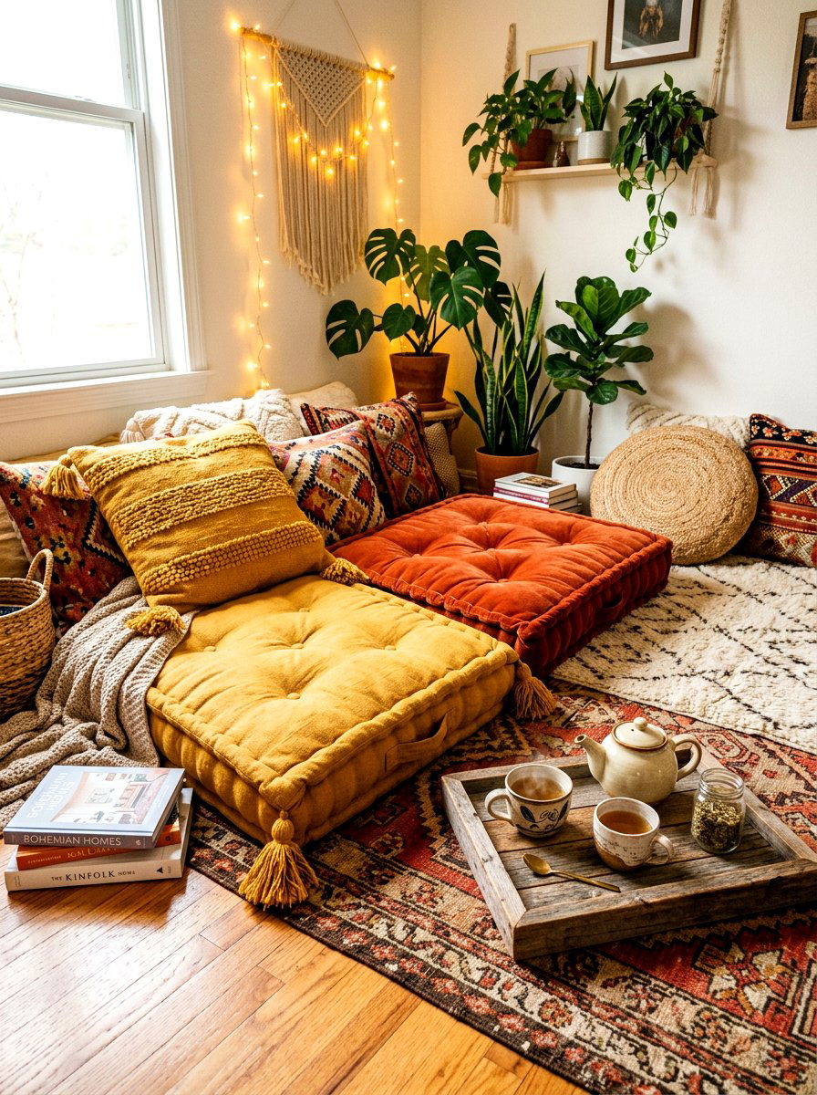Cozy Floor Pillows - 30 apartment patio ideas