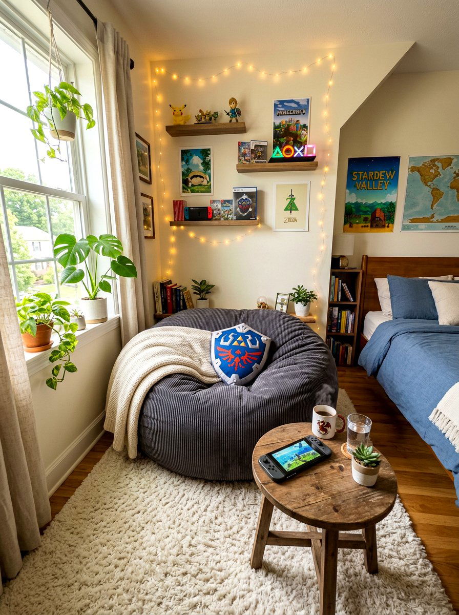 Cozy Gaming Nook - 30 gamer bedroom ideas